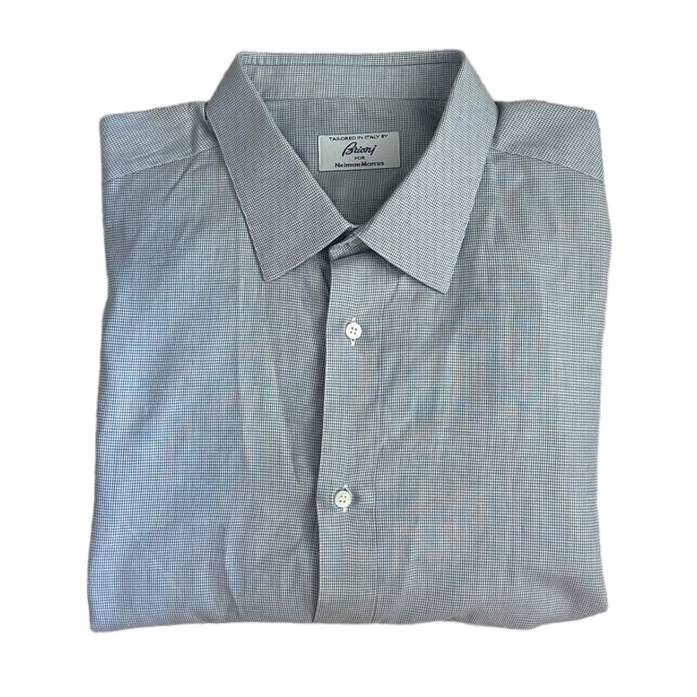 Brioni For Neiman Marcus Blue And White Dress Shirt | L/18